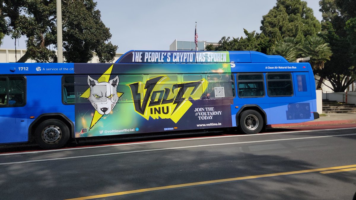 Volt Inu advertisement on a city bus